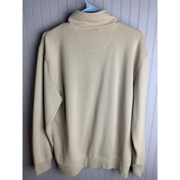 Izod Size M Mens Pullover Beige 1/4 Zip Long Sleeve Sweater Sweatshirt - Picture 2 of 4